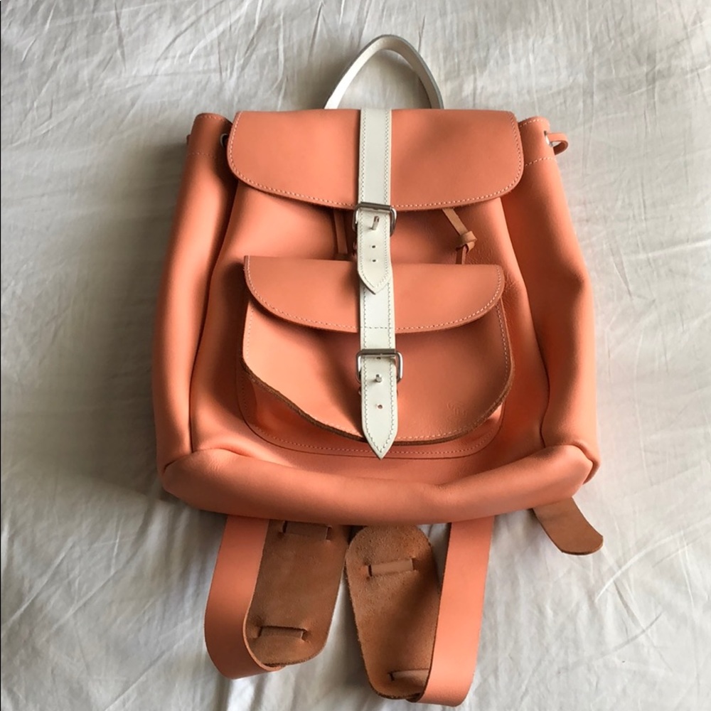 Grafea Coral Pink All Leather Backpack